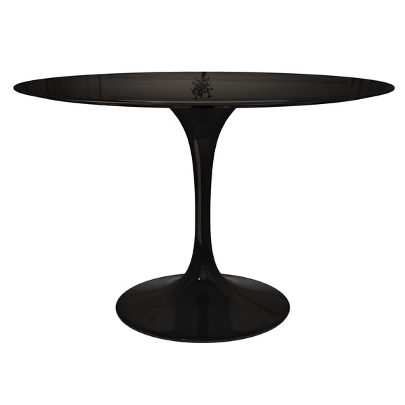 Aron Living Rose 48" Round Fiberglass and Metal Dining Table in Black