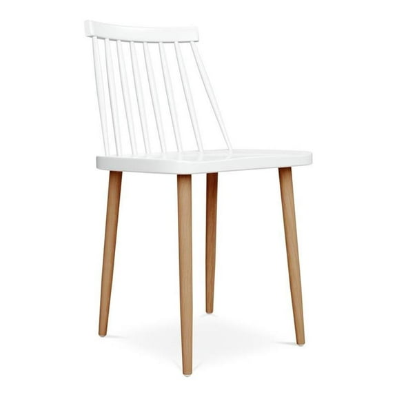 Aron Living Spindle 18" Mid-Century Plastic Dining Chair in White