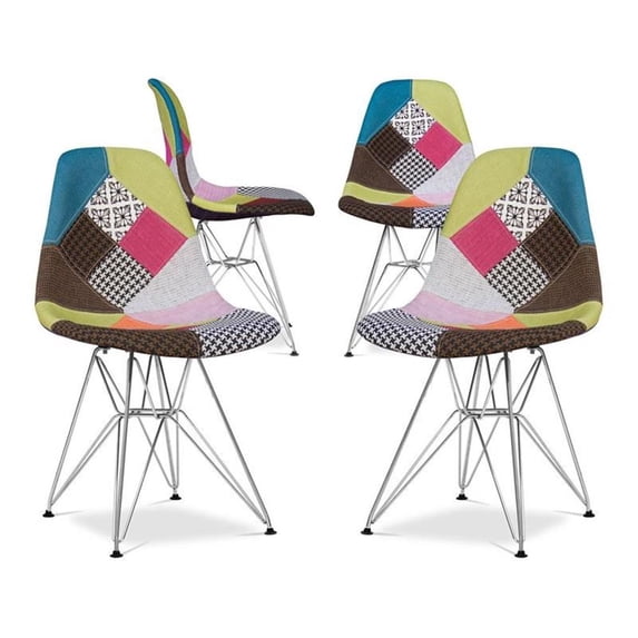 Aron Living Tower 17" Mid-Century Cotton Dining Chairs in Multi-Color (Set of 4)
