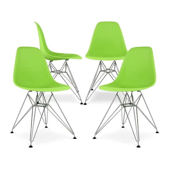 Aron Living Tower 17" Plastic and Chrome Steel Dining Chairs in Green (Set of 4)