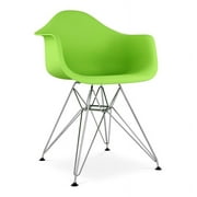 Aron Living Tower 18" Plastic and Chrome Steel Armchair in Green