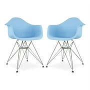 Aron Living Tower 18" Plastic and Chrome Steel Armchairs in Blue (Set of 2)