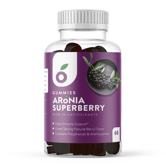 Aronia SuperBerry Gummies, Daily Immune Support, Rich in Antioxidants, Better Than Elderberry, Great Tasting Natural Berry Flavor, 60 Count (30 Day Supply) (SuperBerry)