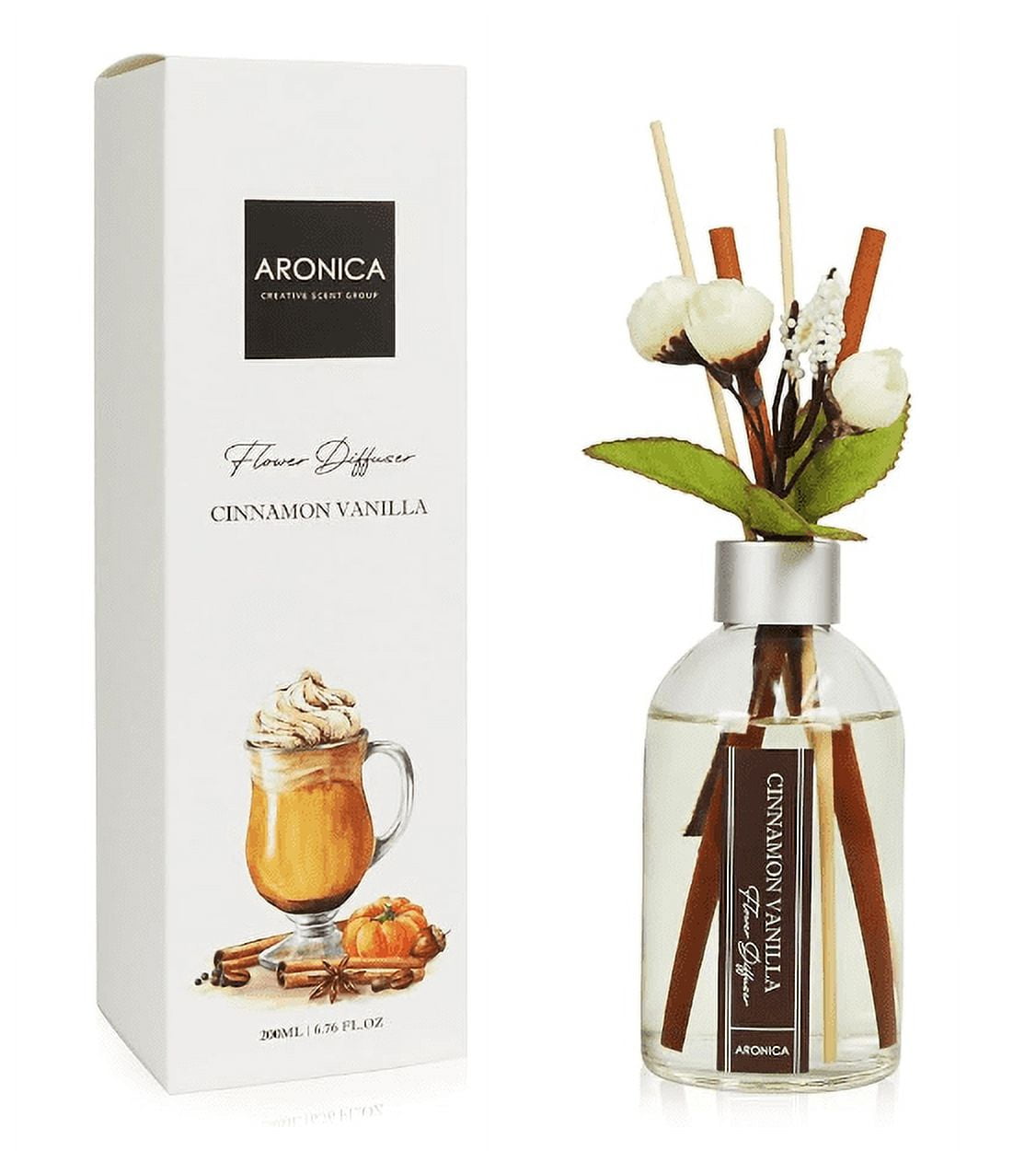 Cinnamon Vanilla Scented Flower Reed Diffuser, 200ml