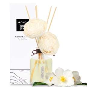 Aronica Twin Sola Diffuser, Hand Made Reed Sticks, Midnight Jasmine Scent, 160 ml, 1 Pack