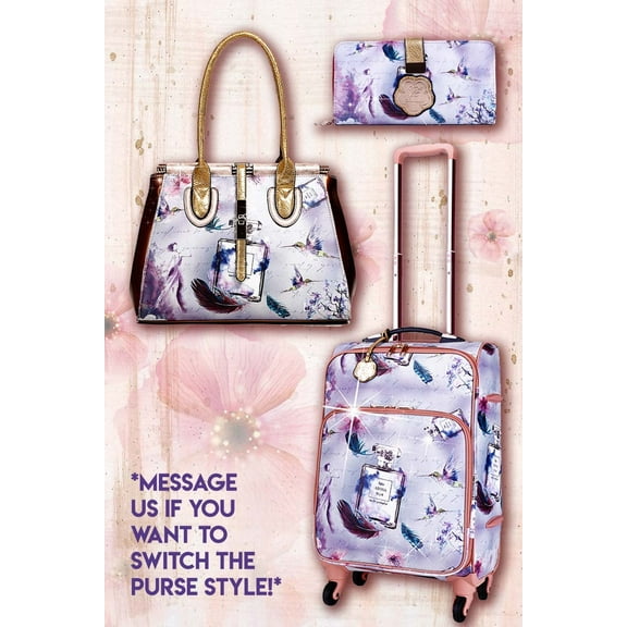 Arosa Fragrance 3PC Set | Vintage Travel Carry on with Spinner Wheels