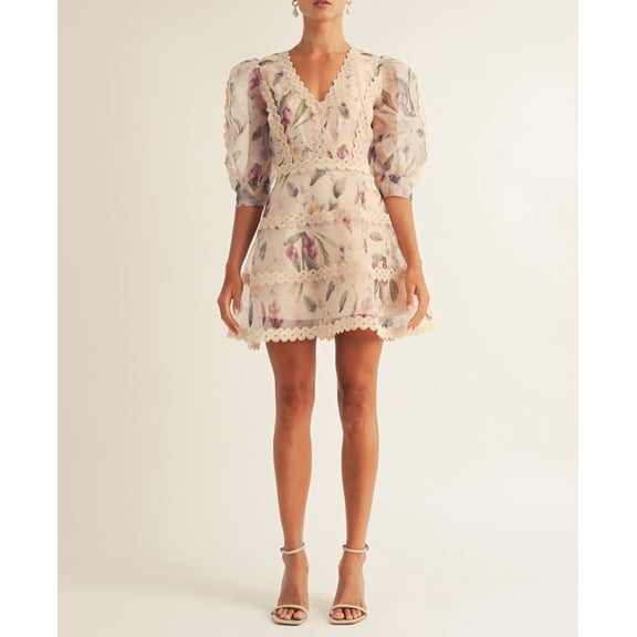 Arose Studio, Inc NUDE Women's Alkia V-Neck Mini Dress, US Small