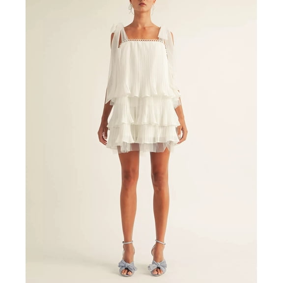 Arose Studio, Inc WHITE Women's Megan Tiered Mini Dress, US Small