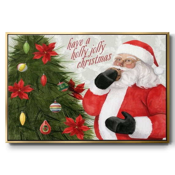 Arose Such a Clatter Collection A - Framed Gallery Wrapped Holiday Canvas - 17 x 25 - Gold Frame