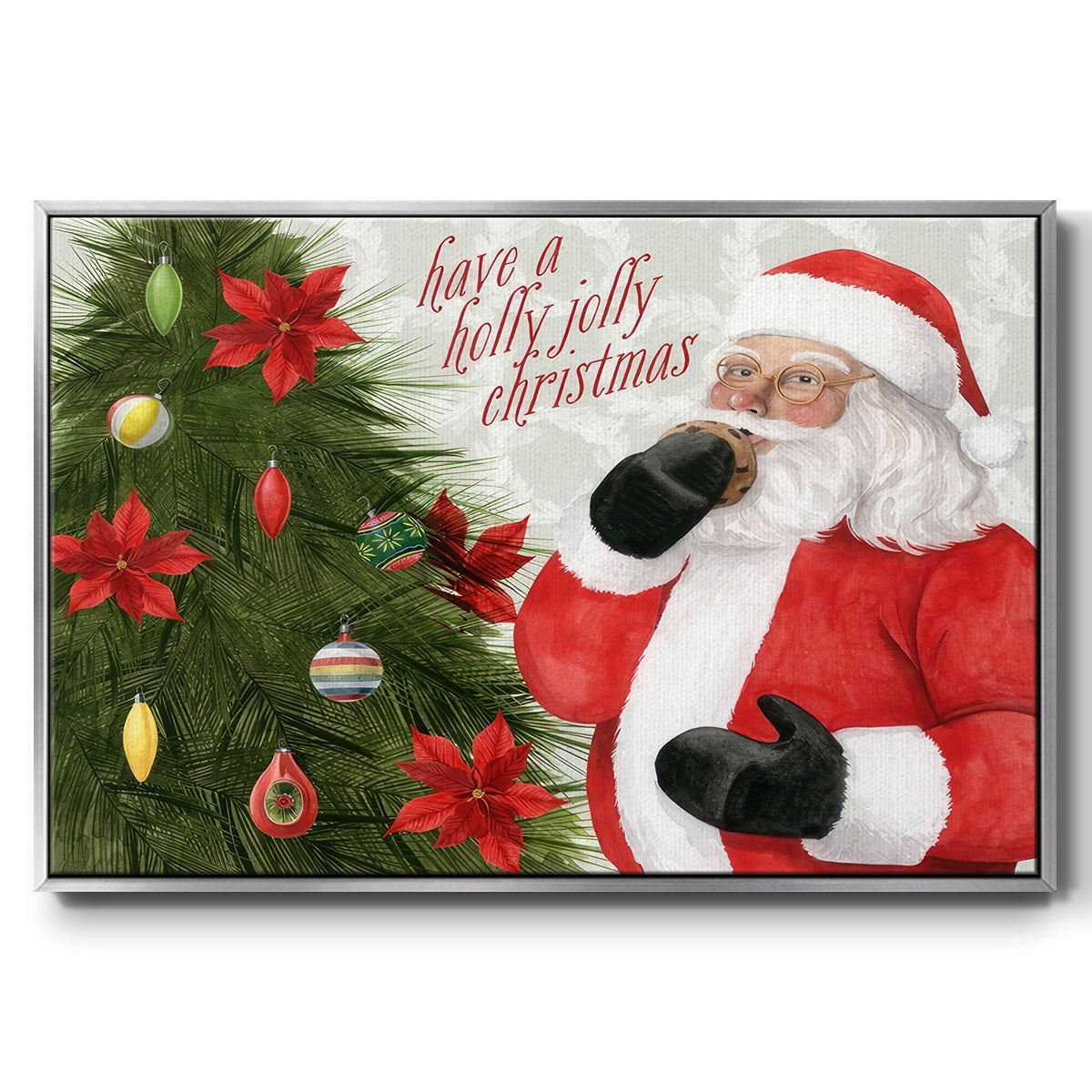 Arose Such a Clatter Collection A - Framed Gallery Wrapped Holiday Canvas - 25 x 37 - Silver Frame