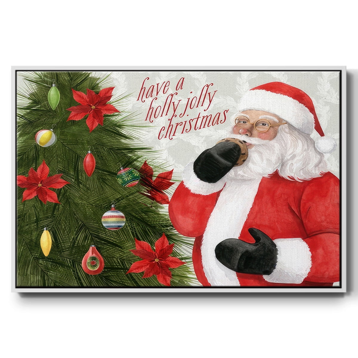 Arose Such a Clatter Collection A - Framed Gallery Wrapped Holiday Canvas - 27 x 41 - White Frame