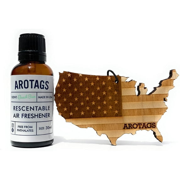 Arotags Beach Bum Wooden Car Air Freshener - 100% Made in USA