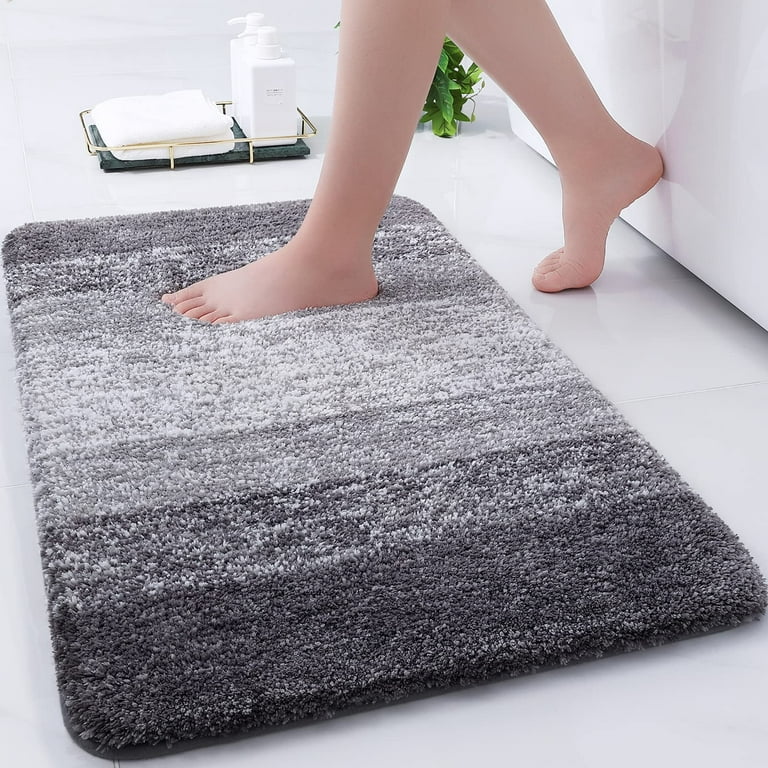 Large Dark Gray Bathroom Rug, Non Slip Bath Mat, 24 x 60 Microfiber Thick  Plush Water Absorbent Shower Mat for Bedroom, Tub and Shower, Machine  Washable 