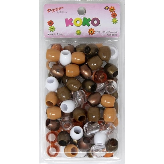 Around 60 PC 18x15 mm X Large Pony Beads, Bracelet Cool Beads, Beads for Hair Braids, Beads for Kids Crafts, Plastic Beads, Hair Beads for Braids for Girls (Brown Mix)