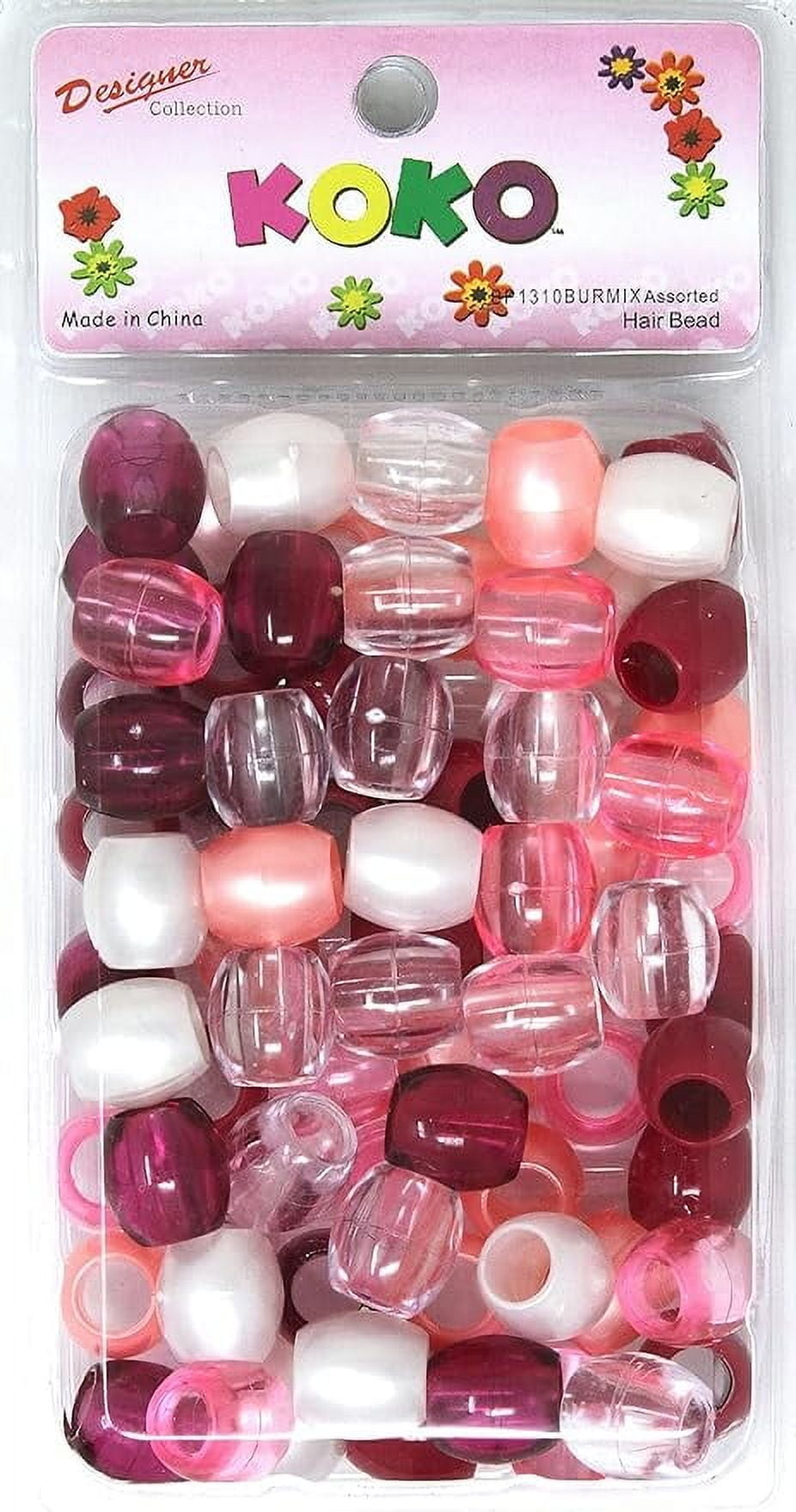60-Pack X-Large Pony Beads – 18x15mm, Blue Mix, For Bracelets, Hair Braids & Kids Crafts (Includes Rubber Bands)