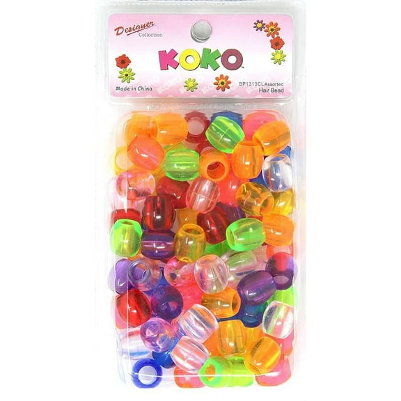 Around 60 PC 18x15 mm X Large Pony Beads, Bracelet Cool Beads, Beads for Hair Braids, Beads for Kids Crafts, Plastic Beads, Hair Beads for Braids for Girls (Clear Mix