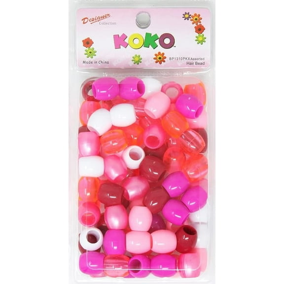 Around 60 PC 18x15 mm X Large Pony Beads, Bracelet Cool Beads for Hair Braids, Kids Crafts, Plastic Braids Girls (Pink Mix)