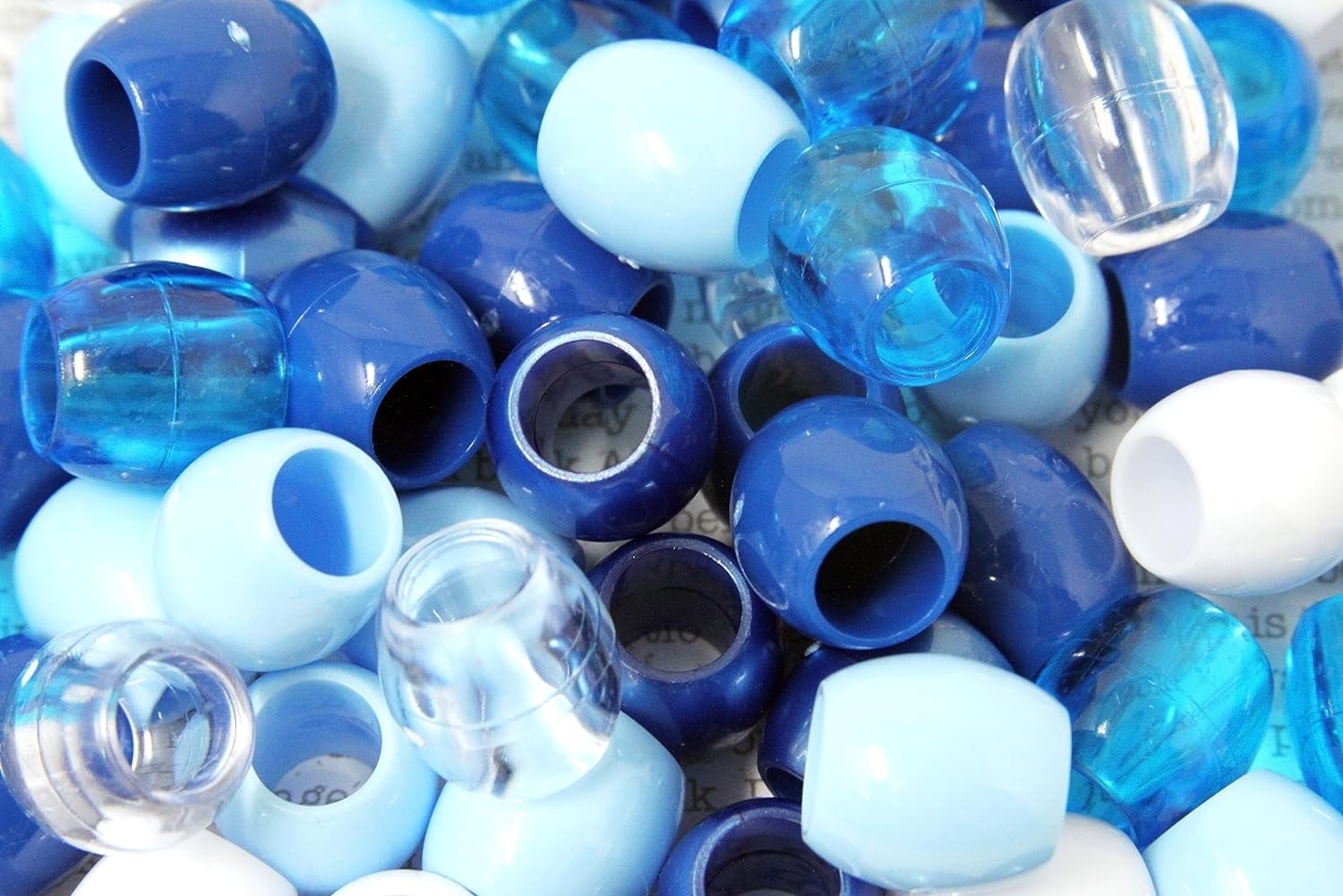 60-Pack X-Large Pony Beads – 18x15mm, Blue Mix, For Bracelets, Hair Braids & Kids Crafts (Includes Rubber Bands)