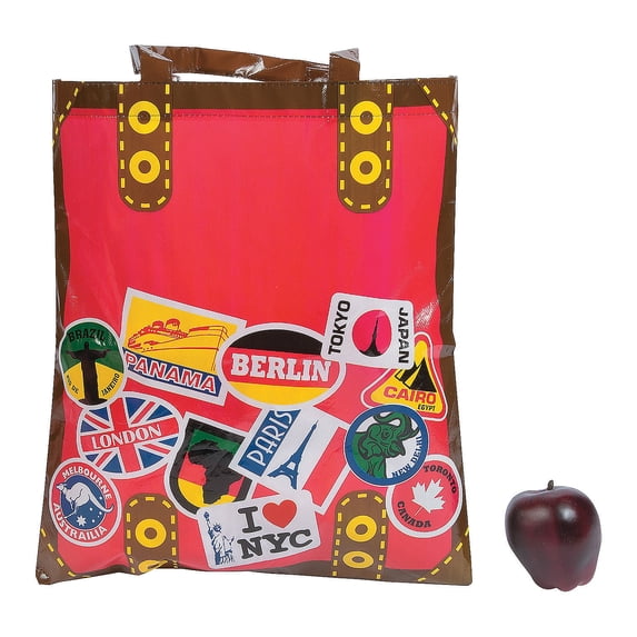 Around The World Laminated Tote Bags - Favor Bagss - 12 Pieces