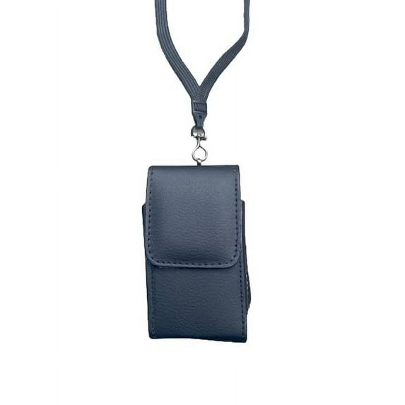 Around the Neck Black Leather Vertical Belt Loop Case Compatible with Cingular Flex 2 Flip Phone