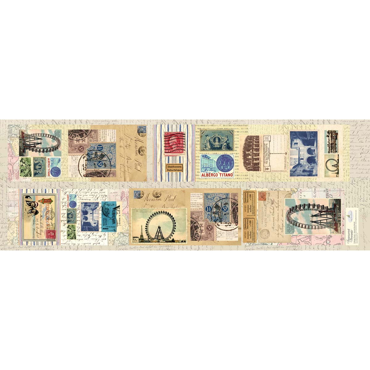 Around the World Collage Fabric Panel by Amy Barickman for Treasured ...