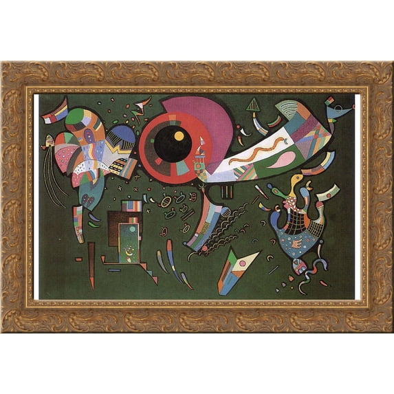 Around the circle 24x18 Gold Ornate Wood Framed Canvas Art by Wassily Kandinsky