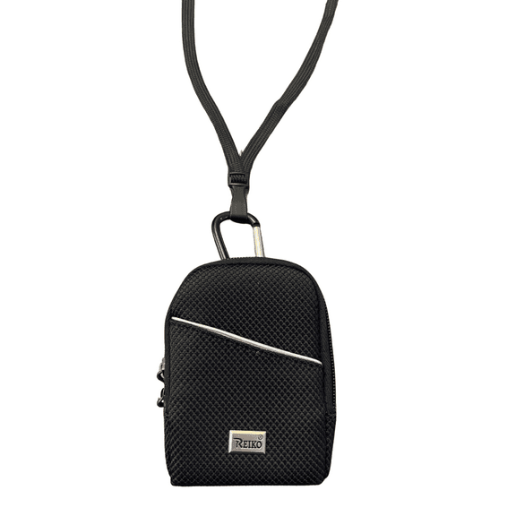 Around the neck or Shoulder Phone Holder Black Case with Zipper and Carabiner Compatible with Basic Flip Phones