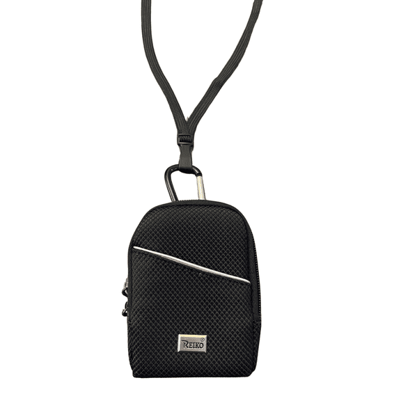 Around the neck or Shoulder Phone Holder Black Case with Zipper and Carabiner Compatible with TCL Flip 3 flip phoneFlip Phone
