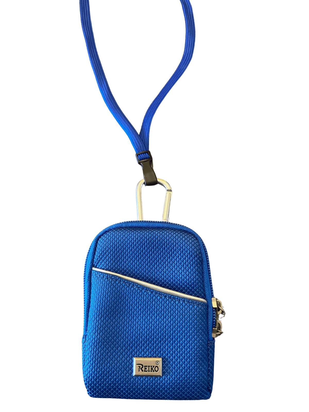 Around the neck or Shoulder Phone Holder Blue Case with Zipper and