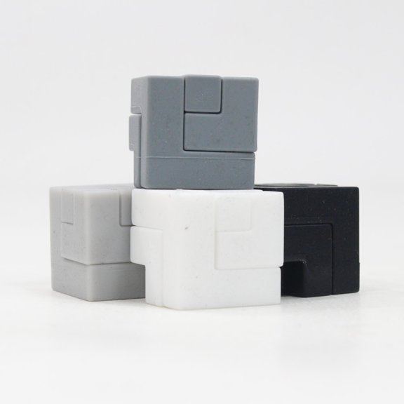 AroundSquare Deco Blocks Untitled 1 -Different Shapes Puzzle Desk Toy - 16 Piece Skill Toy (Greyscale)