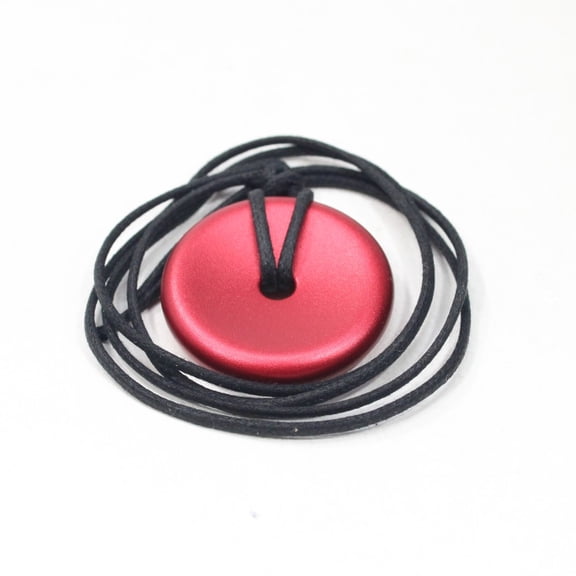 AroundSquare Wearable Deadeye Contact Coin-Regular - Pendant Version of a Manipulation, Worry Stone (Anodized Aluminum Red)