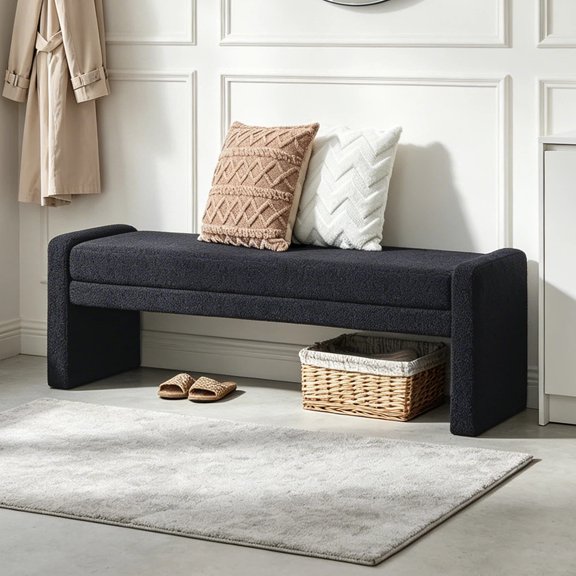 Arouseden 66.9" Black End of Bed King Size,Upholstered End of Bed Couch Bench,Fabric Ottoman Bench for Bedroom,Hallway,Living Room
