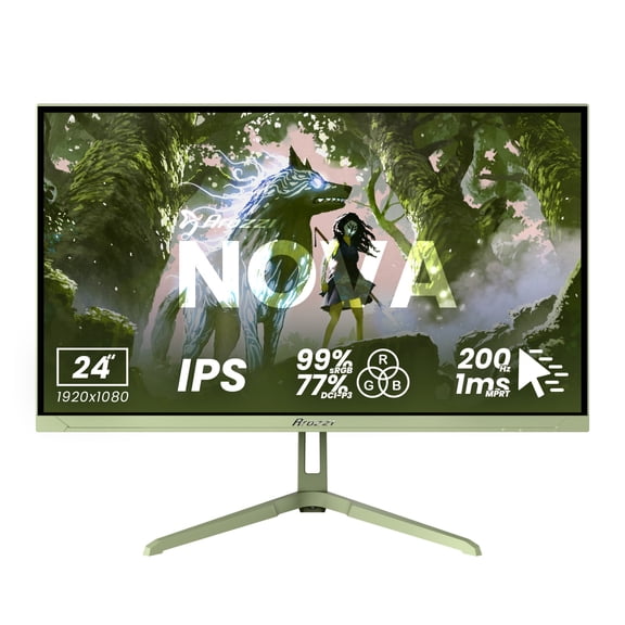Arozzi Nova 24" Full HD Gaming Monitor – IPS, 200Hz, 1ms, HDR10, Adaptive Sync – Forest Green