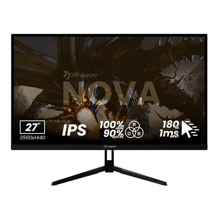 Arozzi Nova 27" QHD 1440p Gaming Monitor – IPS, 180Hz, 1ms, HDR10, Adaptive Sync – Black