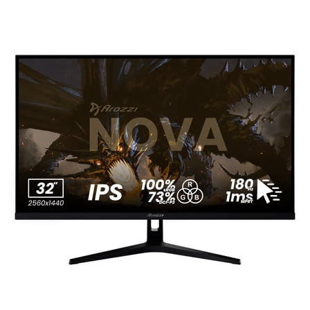 Arozzi Nova 32" QHD 2K Gaming Monitor – IPS, 180Hz, 1ms, HDR10, Adaptive Sync – Black
