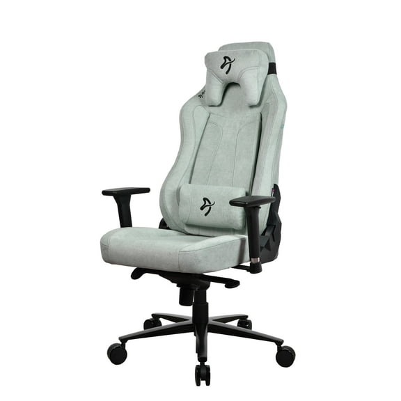 Arozzi Vernazza Soft Fabric Durable Upholstery Ergonomic Office and Gaming Chair with High-Level Features Like 3D Armrests and a Pro Mechanism with Soft Neck & Lumbar Support Pillows - Pearl Green