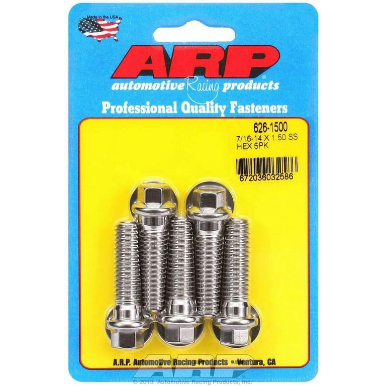 ARP S/S Bolt Kit - 6pt (5) 7/16-14 x 1.500 ARP S/S Bolt Kit - 6pt (5) 7/16-14 x 1.500