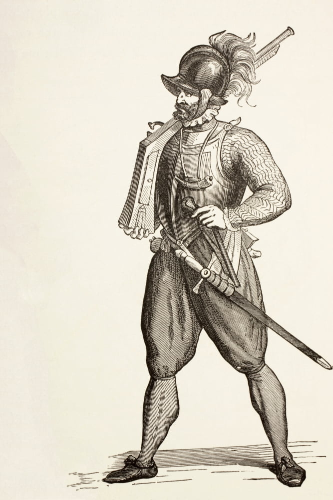 Arquebusier Of The 16Th Century From Military And Religious Life In The Middle Ages By Paul Lacroix Published London Circa 1880 Canvas Art - Ken Welsh Design Pics (24 x 36)