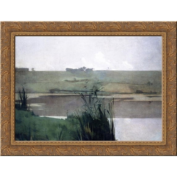 Arques Battle 24x18 Gold Ornate Wood Framed Canvas Art by John Henry Twachtman