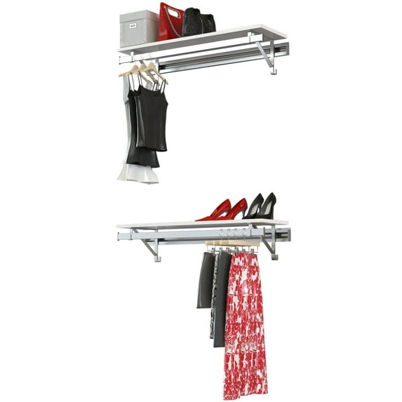 Arrange A Space Double Shelf Double Hang Closet System 40” White