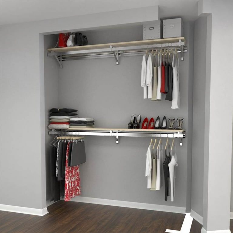 Arrange A Space Double Shelf Double Hang Closet System 60 Maple Walmart