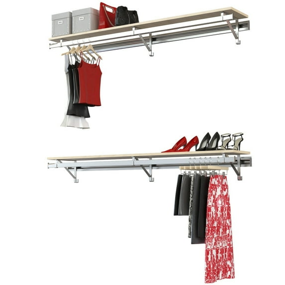 Arrange A Space Double Shelf Double Hang Closet System 64” Maple