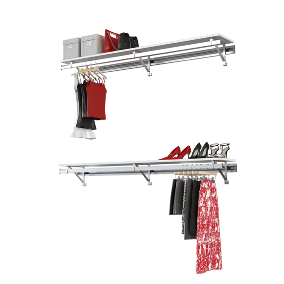 Arrange A Space Double Shelf Double Hang Closet System 64” White