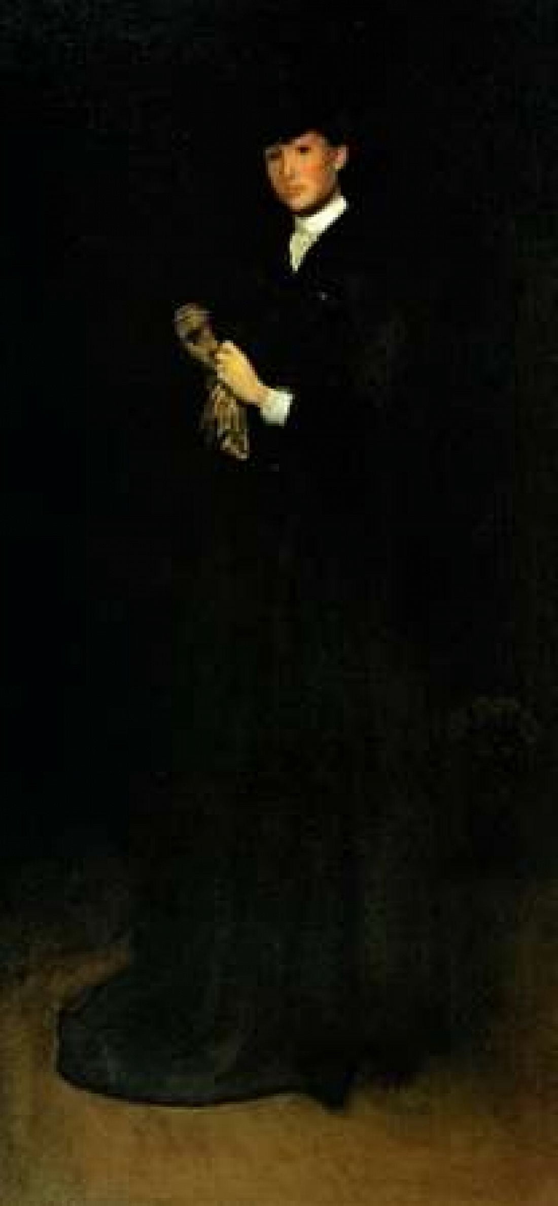 Arrangement In Black Portrait Of Mrs Cassatt 1883 Canvas Art - James McNeill Whistler (24 x 48)