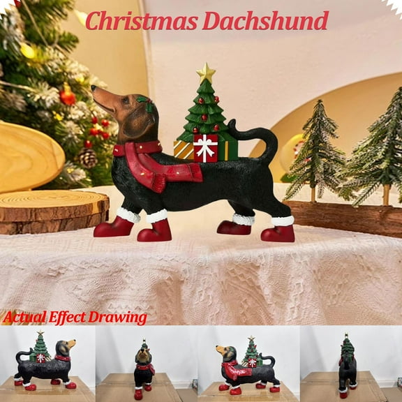 Arrangement Lighted Blow Mold Dachshund Christmas Decoration Outdoor Black Waterproof Holiday Decor for Porch Garden Festive Display Single Piece JASKFLY