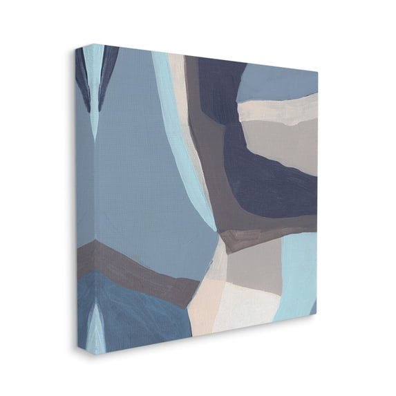 Arrangement of Coastal Shapes Geometric Abstraction Blue Grey Abstract Gallery-Wrapped Canvas Print Wall Art, 17x17