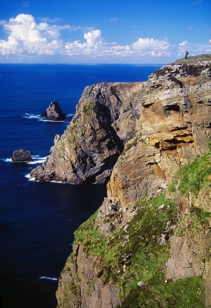 Arranmore Island County Donegal Ireland Hiker On Coastal Cliff Canvas Art - Gareth McCormack  Design Pics (24 x 36)