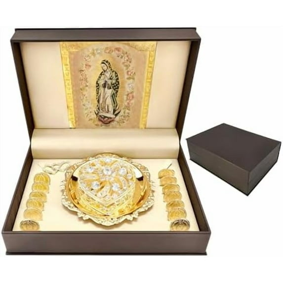 Arras de Boda Católica Virgen de Guadalupe Gifts, Arras para Boda Católica, Arras de Matrimonio, Arras for Catholic Wedding Coins, Classic Silver Ceremony Arras Set, Decoración de Bodas