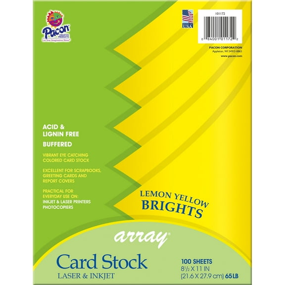 Array® Card Stock, Lemon Yellow, 100 Sheets