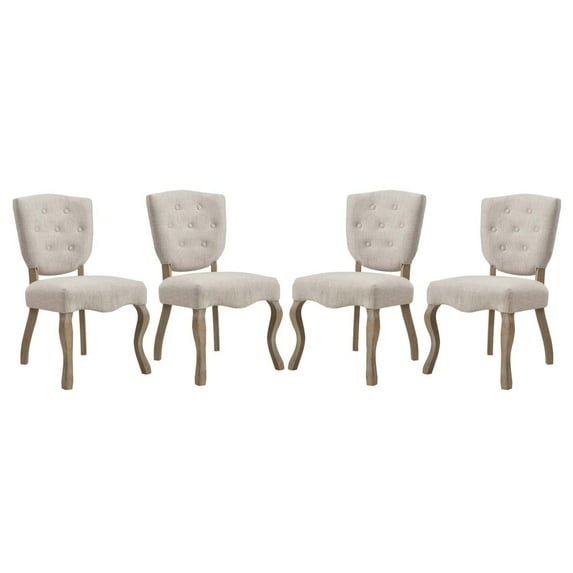 Modway Array Dining Side Chair Set of 4 in Beige
